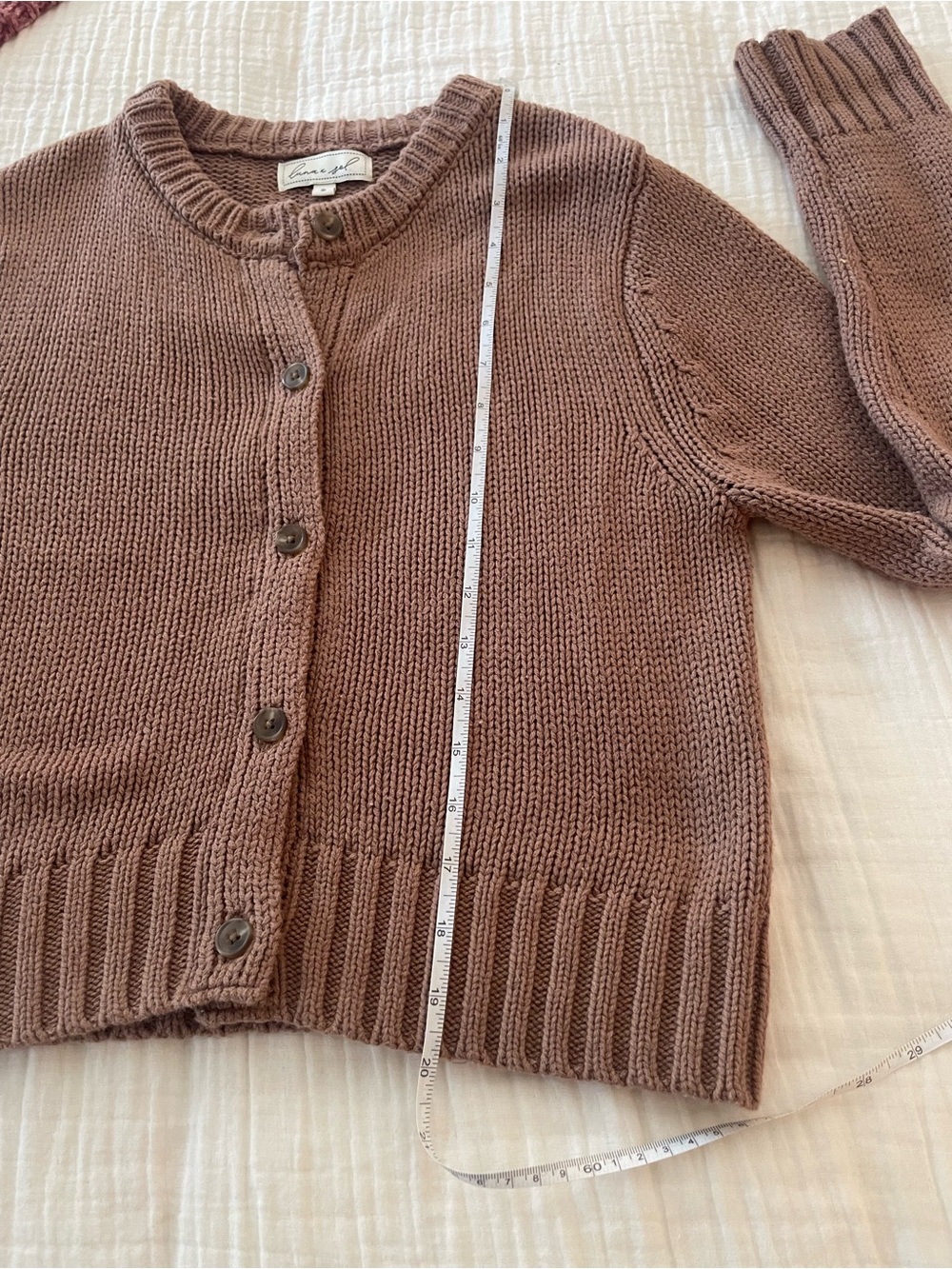 Chunky Brown Crewneck Button Cardigan Sweater size small - Picture 7 of 11